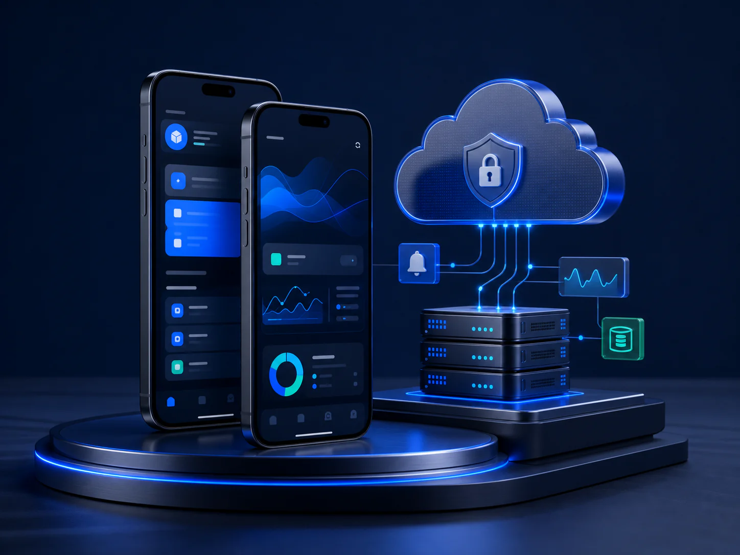 Mobile applications connected securely to cloud infrastructure and live data