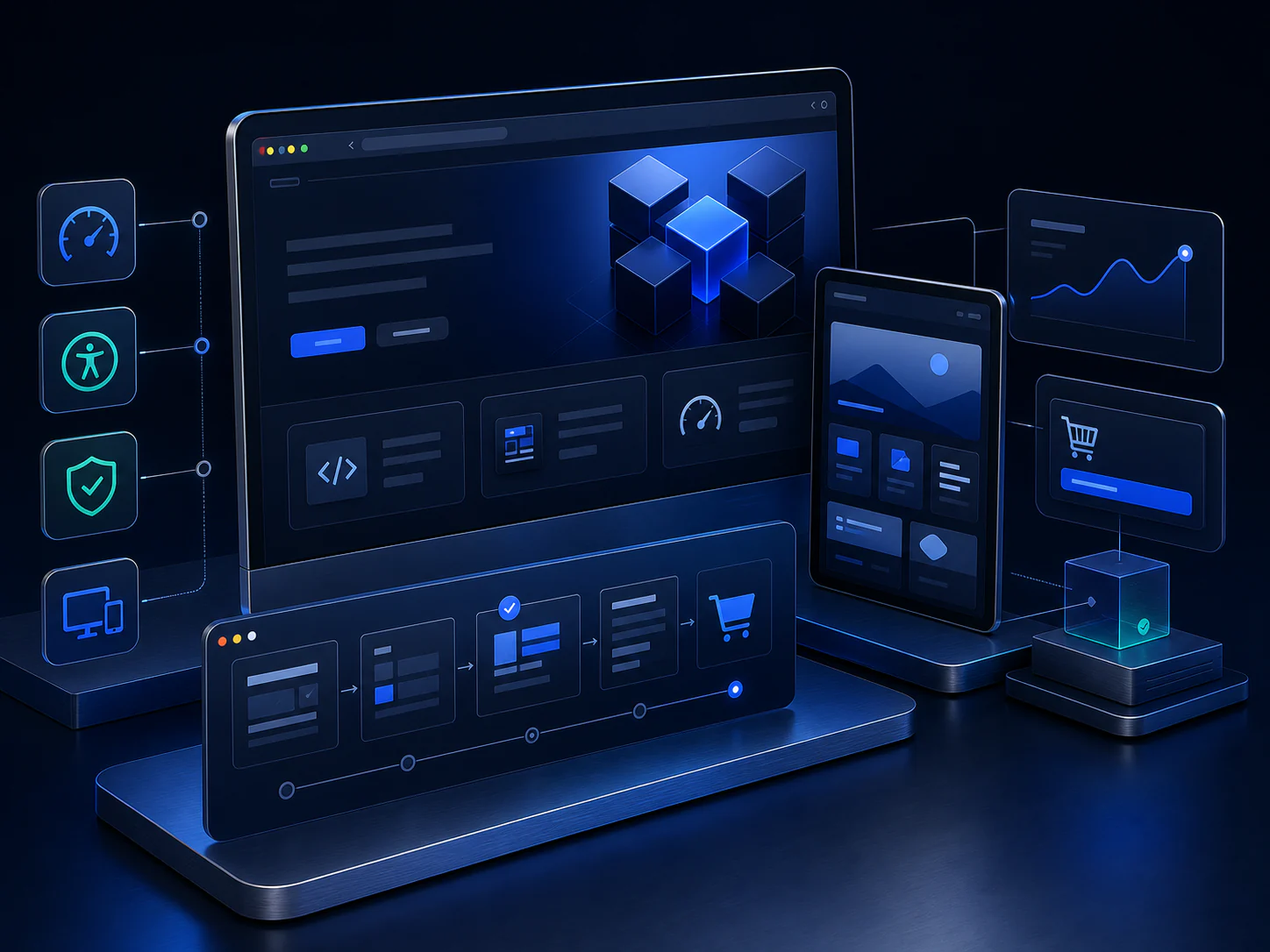 Responsive website platforms, performance systems and conversion workflows